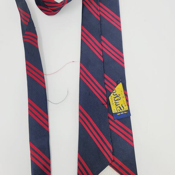 Vintage Sulka Tie Stripes Silk Navy Burgundy 57" Long A Few Minor Flaws Necktie - Picture 6 of 9